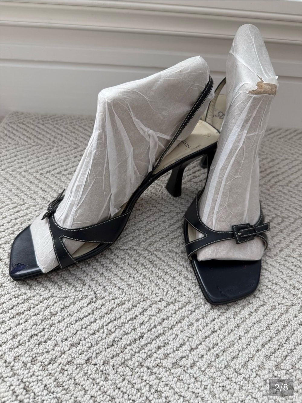 Anne Klein Navy Square-Toe Heels